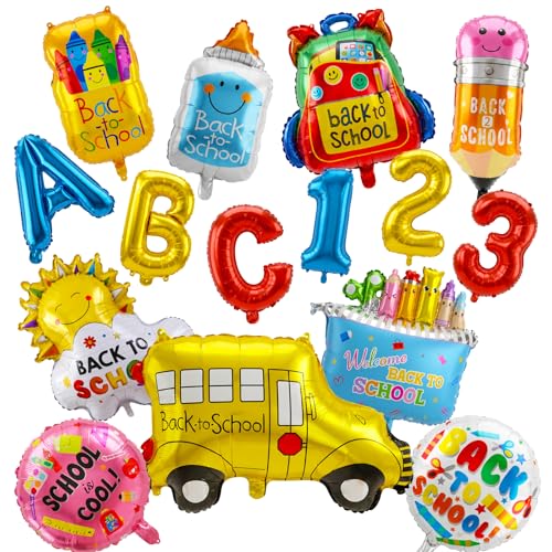 Back to School Balloon Decoration Kit - 15 Foil Balloons for Classroom