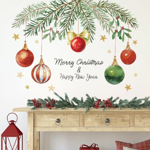Christmas Wall Decals - Holiday Removable Stickers with Lights & Stars - Merry Christmas & Happy New Year - Variation: Christmas