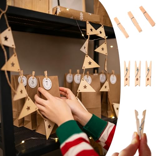 100 Pcs 1.77-Inch Wooden Clothespins - Natural Craft Pegs for Photo Displays