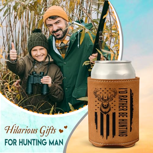 365FURY Hunting Gifts for Men - Leather Beer Can Cooler, Collapsible & Insulated, Birthday & Christmas Present