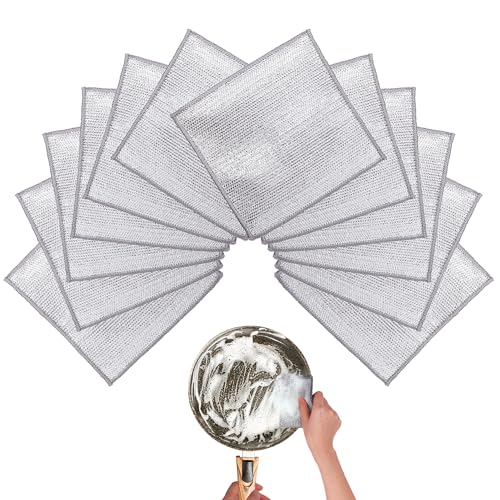 Nanaborn Non-Scratch Wire Dishwashing Rags - 12 Pack Kitchen Cloths
