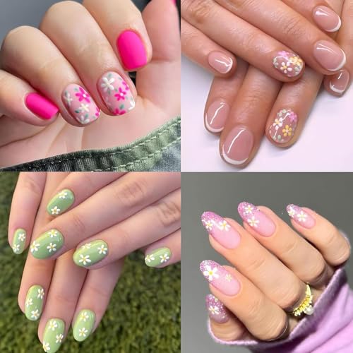 Pvoiue 30 Sheets 3D Floral Nail Art Stickers Daisy Butterfly Decals