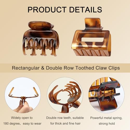 8-Piece Leopard Print Hair Claw Clips Set Medium & Small Non-Slip Jaw Clips