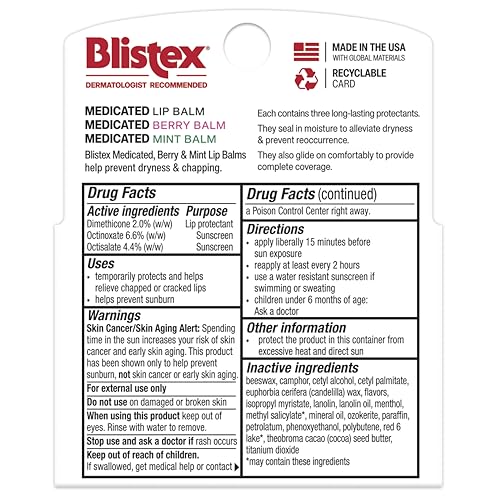 Blistex Medicated Lip Balm Variety Pack SPF 15, 3 Count