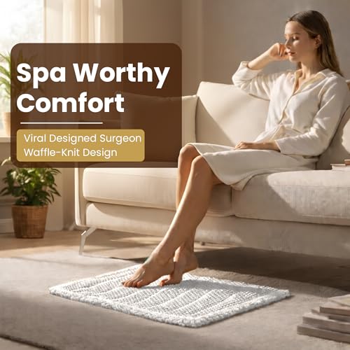 18x30 White Waffle Knit Bath Mat | Ultra-Absorbent & Anti-Slip