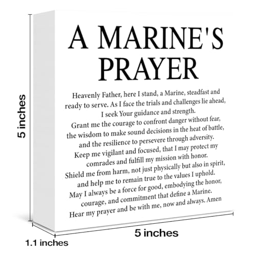 Marine's Prayer Wooden Box Sign - 5x5 Inspirational Military Wall Decor