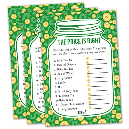 50 Price is Right Baby Shower Game Cards - Fun Guessing Game