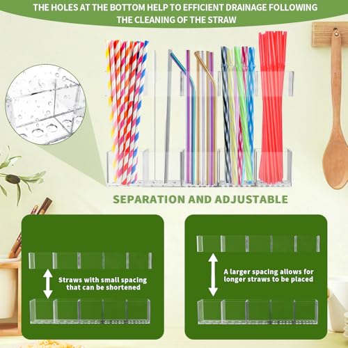 Ragontil Adjustable Acrylic Straw Holder for Cabinet Doors
