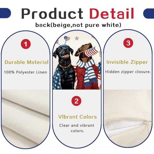 RABUSOFA 4th of July Dogs Pillow Cover 12x20 - Patriotic Decor