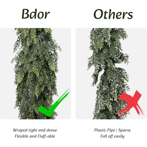 Artificial Cedar Garland - 6FT Holiday Christmas Wreath Decoration, 2PCS - Variation of Cedar Garland