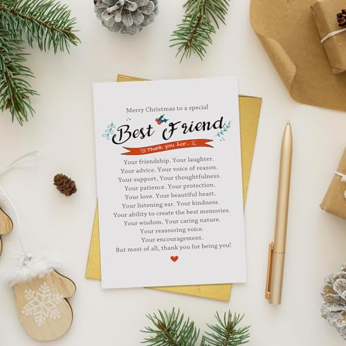 Merry Christmas Card for Best Friend - Holiday Thank You Note