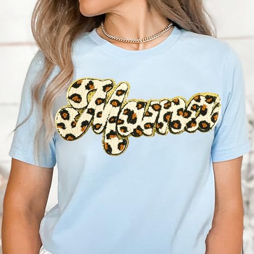 Mama Iron-On Patch - White Chenille with Gold Sequins