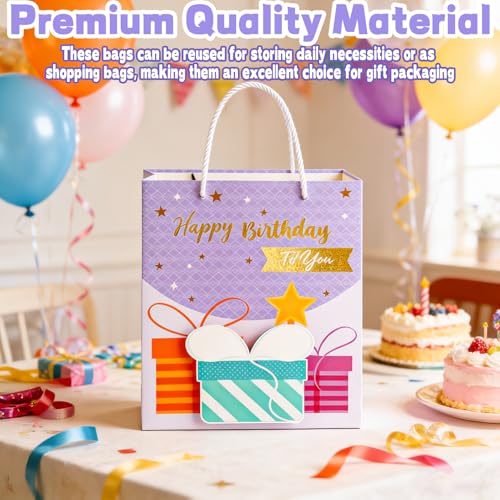 HUIYOULAI 3D Lavender Birthday Gift Bag with Card & Tissue Paper