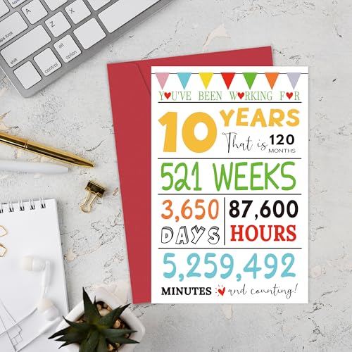 Heollaok 10th Work Anniversary Card - Thoughtful Employee Thank You