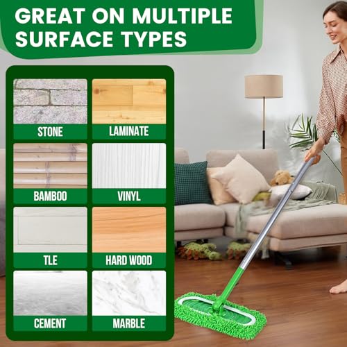 6 Pack Green Reusable Microfiber Mop Pads for Sweeper Mop