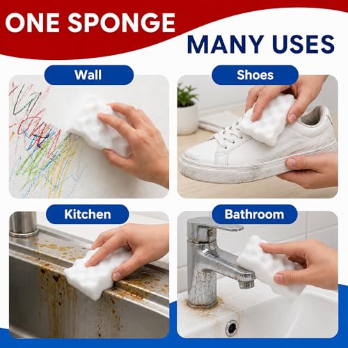 20 Pack Extra Durable Magic Sponge Erasers for Deep Cleaning