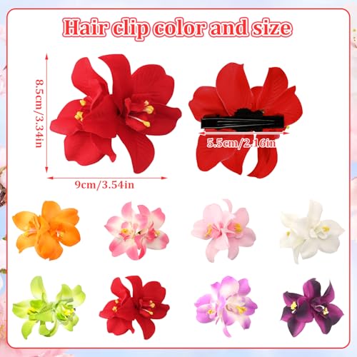 JANYUN 8-Color Bohemian Hawaiian Fabric Flower Hair Clip Set