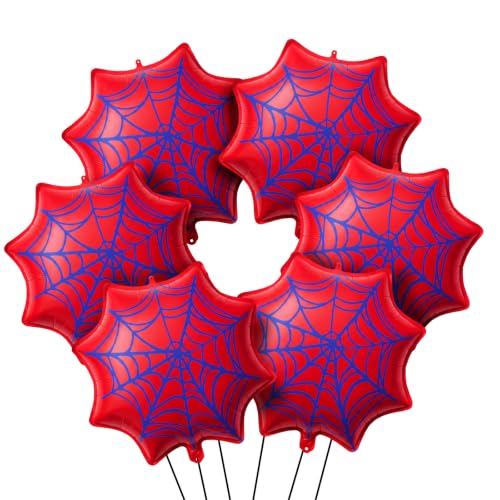 Soulchen 6 Pack Red and Blue Spider Balloons for Birthday Party Decorations