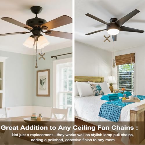 Decorative Ceiling Fan Pull Chain Set - 13.6 Inch Metal Beaded Chains