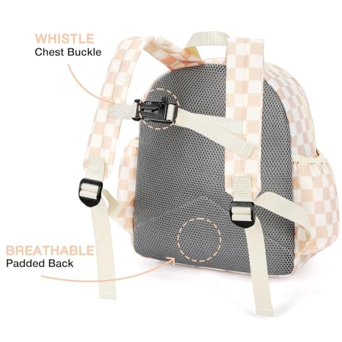 STEAMEDBUN Brown Checkerboard Toddler Backpack 12" - Ages 2-4