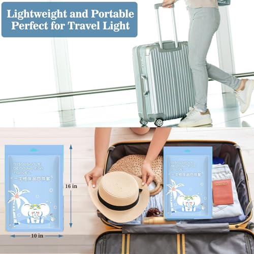 YTLX 4-Piece Disposable Travel Bedding Set - Large Portable Hotel Bed Linens