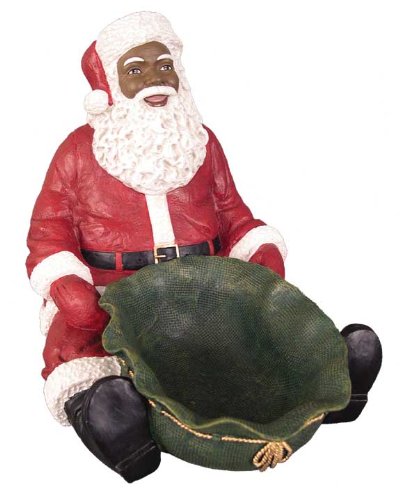 African American Santa Candy Tray - Large Collectible Holiday Figurine
