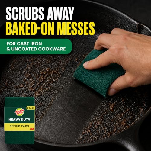 Scotch-Brite Heavy Duty Scour Pads 4 Pack for Burnt Cookware & Grimy Surfaces