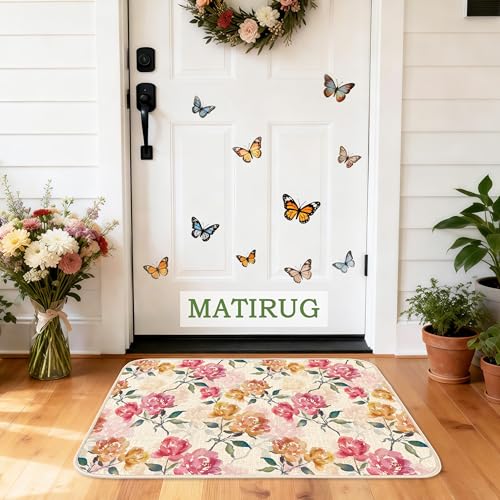 MATIRUG Floral Doormat, Spring-3 Pattern 1'4" x 2', Nonslip Washable Entry Rug