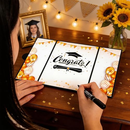 Black and Gold Graduation Guest Book for Class of 2026