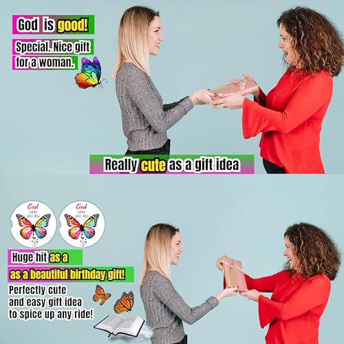 Christian Butterfly Car Coasters - Absorbent Ceramic Bible Verse Set