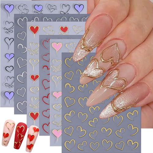 Valentine's Day 3D Self-Adhesive Heart Nail Art Stickers Decals