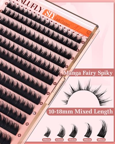 Zanlufly Manga Lash Clusters Spiky Anime DIY Individual Eyelash Extensions 10-18mm