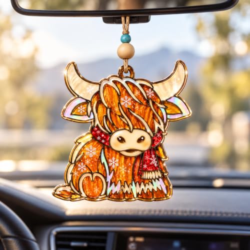Highland Cow Christmas Ornament 4 Inch Acrylic Flat Decor - Variation: Highland Cow