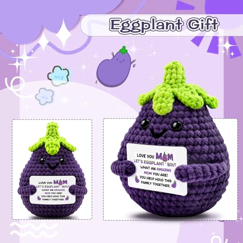 Handmade Crochet Eggplant Gift for Bonus Mom Birthday Christmas