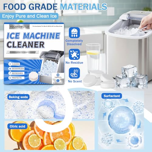 YoLandBuild Ice Machine Cleaner Tablets - 48 Pack Descaler for Nugget Makers