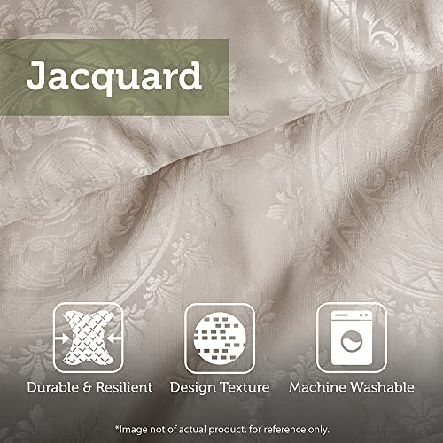 Madison Park Carina Cozy Comforter Set Luxe Jacquard Medallion Design with Embroidery and Pleated Details, All Season Bedding with Matching Shams, Decorative Pillow, Queen, Taupe 7 Piece