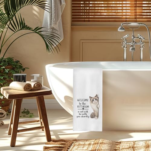 Funny Cat Bathroom Towels - 16x24 Inch Decorative Towel-06