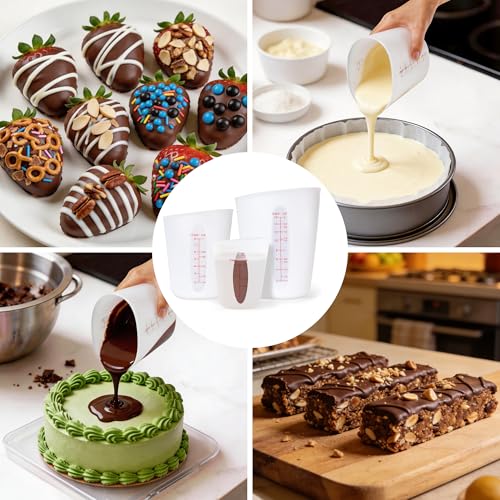 Wilewir Silicone Measuring Cups Set - 1/2 Cup, 1 Cup, 2 Cup - BPA Free