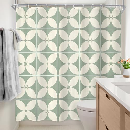 Geometric Boho Bathroom Shower Curtain Set - 72x72 in Waterproof