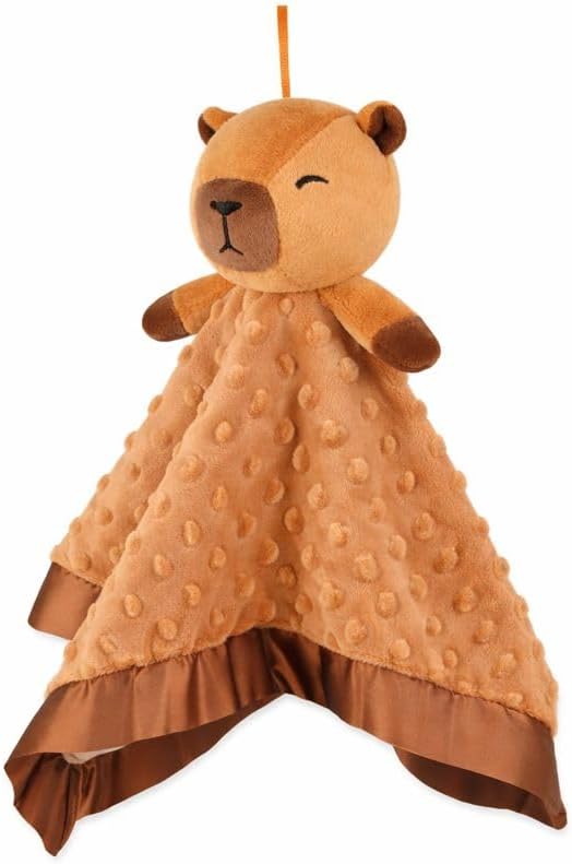 Capybara Baby Security Blanket - Soft Plush Newborn Lovey | 17"x17" Gender Neutral Gift for Infants 0-6 Months
