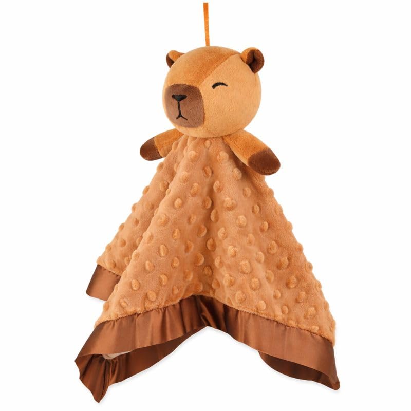 Capybara Baby Security Blanket - 17"x17" Plush Lovey for Infants