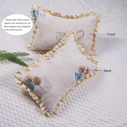 Chenille Ruffle Throw Pillow Covers 12x20, Set of 2 - Beige