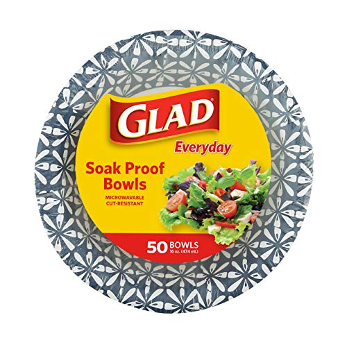 Glad 16 Oz Blue Mosaic Disposable Paper Bowls - 50 Count