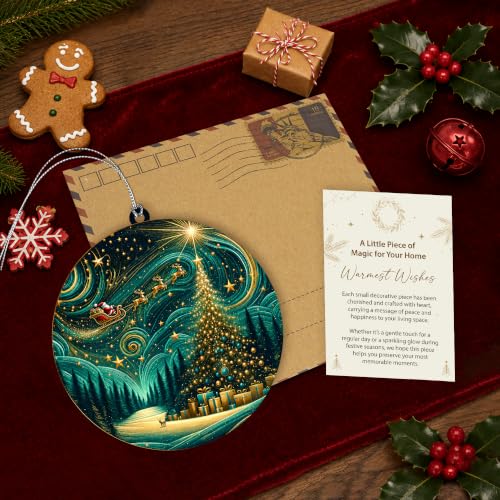 Santa Starry Night Christmas Ornament - Hanging Holiday Decorations Gift Idea