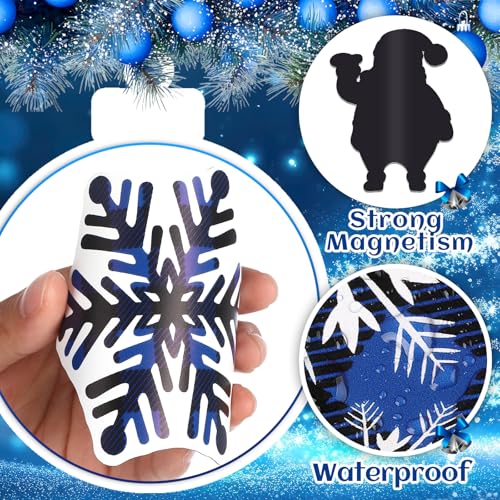 Blue Black Plaid Christmas Dishwasher Magnetic Decorations 6pcs - Merry Christmas Holiday Kitchen Refrigerator Magnet Set