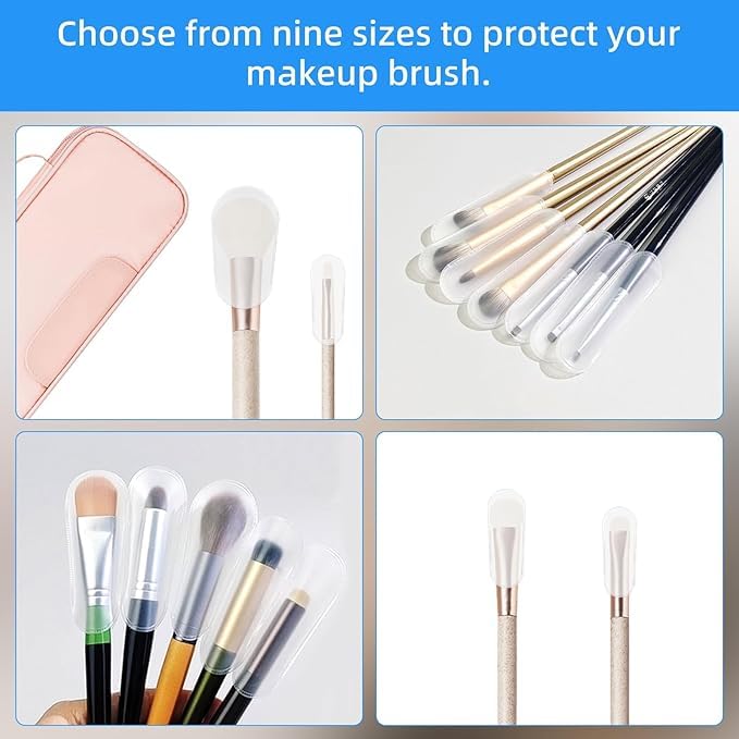LUSTRIB 24PCS Clear Makeup Brush Covers & Protectors - 6 Sizes PVC Guards