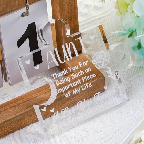 Aunt Acrylic Puzzle Plaque Gift - Best Aunt Ever Birthday & Christmas Present from Niece Nephew, 3.5 x 3.9 Inch Desk Decoration