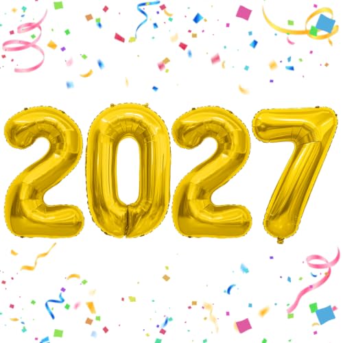 40 Inch Gold 2027 Foil Number Balloons - New Year & Graduation Party Decor