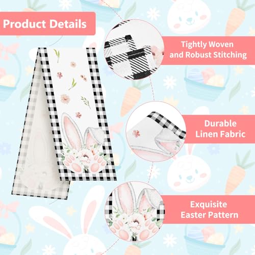 Easter Bunny Ears Table Runner 72x13 Inch - Buffalo Check Design