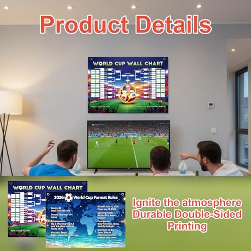 World Cup Soccer Poster - Double-Sided Match Schedule 100x60 cm